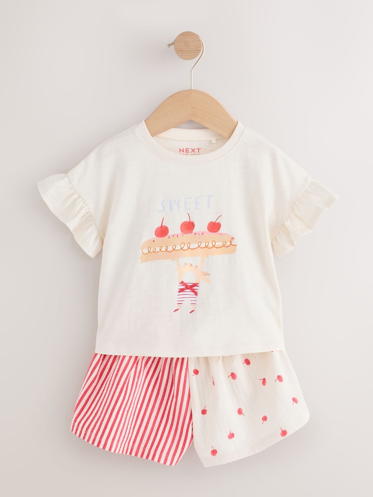 Ecru White Bunny - Short Sleeve T-Shirt and Short Set (3mths-7yrs) - Obraz 1 z 7 Ecru White Bunny - Short Sleeve T-Shirt and Short Set (3mths-7yrs) - Obraz 1 z 7