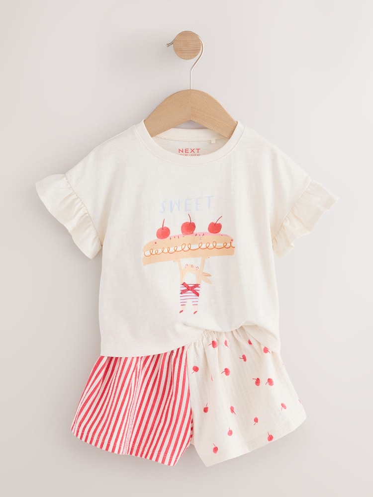 Ecru White Bunny - Short Sleeve T-Shirt and Short Set (3mths-7yrs) - Obraz 2 z 7 Ecru White Bunny - Short Sleeve T-Shirt and Short Set (3mths-7yrs) - Obraz 2 z 7
