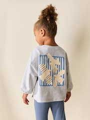 gri melanj - Set bluză cu mânecă lungă și colanți (3luni-7ani) - Imaginea 2 din 8