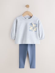 gri melanj - Set bluză cu mânecă lungă și colanți (3luni-7ani) - Imaginea 4 din 8