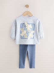 gri melanj - Set bluză cu mânecă lungă și colanți (3luni-7ani) - Imaginea 5 din 8