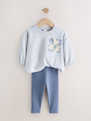 gri melanj - Set bluză cu mânecă lungă și colanți (3luni-7ani) - Imaginea 6 din 8