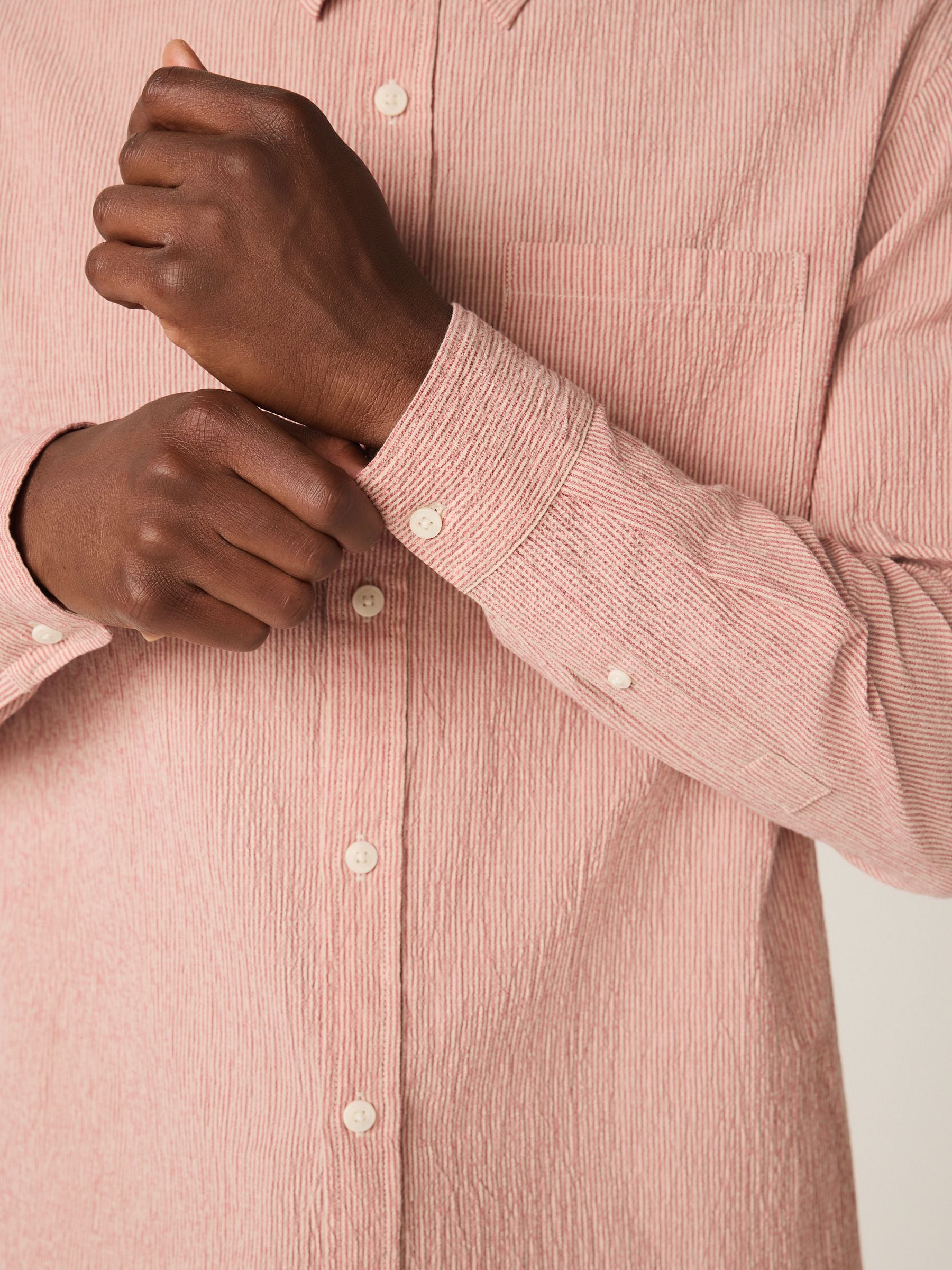 Buy Red Regular Fit Stripe Cotton Long Sleeve Shirt from Next Romania