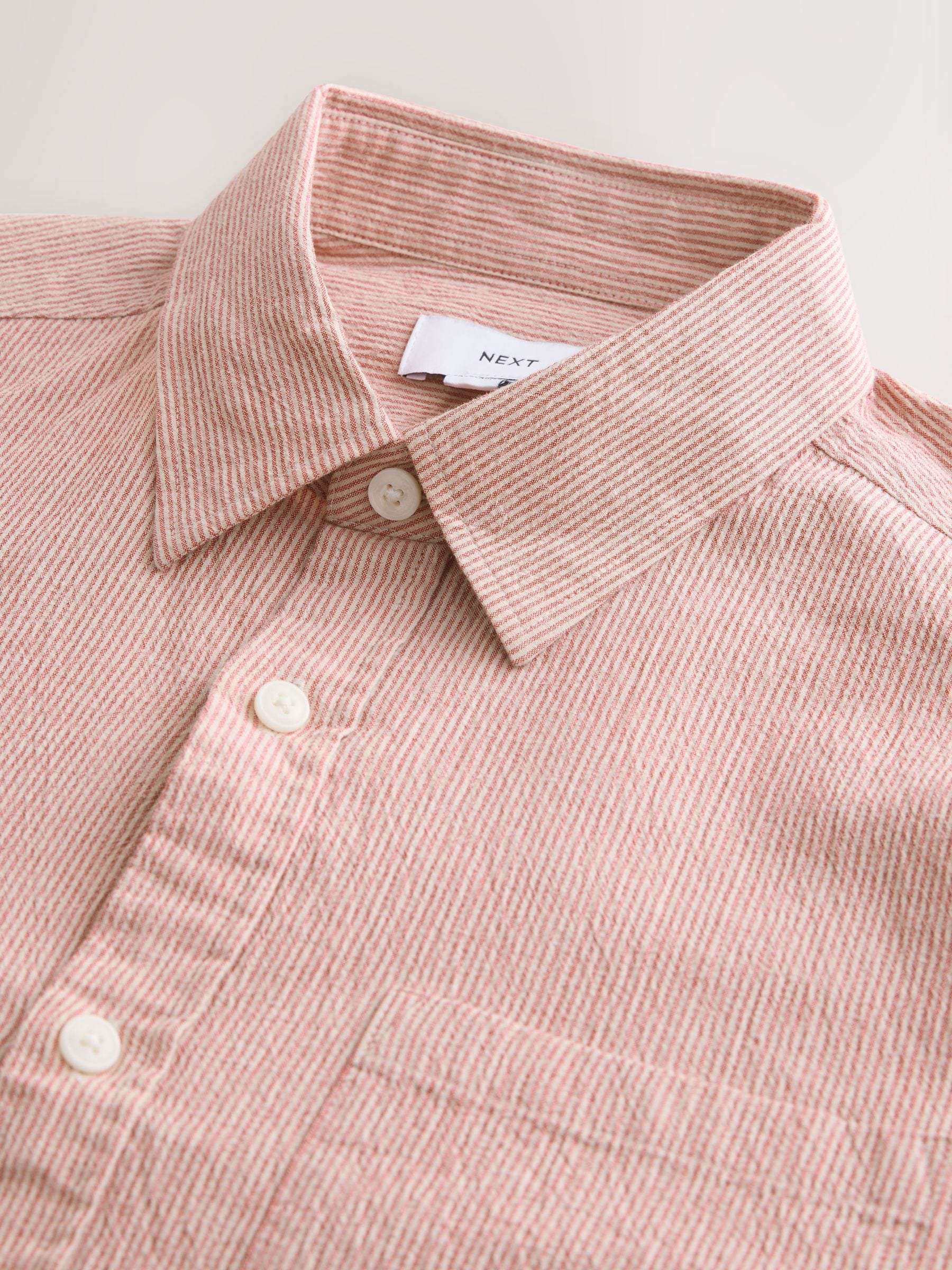 Buy Red Regular Fit Stripe Cotton Long Sleeve Shirt from Next Romania