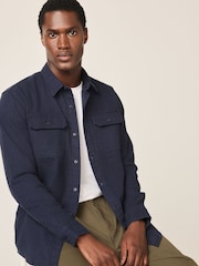 Blue Textured Waffle Long Sleeve Shirt - Image 5 of 9