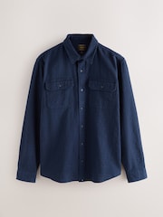 Blue Textured Waffle Long Sleeve Shirt - Image 7 of 9