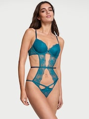 Victoria's Secret Pale Jade Blue Lace Lightly Lined Bodysuit - Image 1 of 2