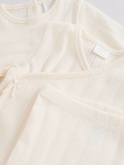 Ecru Pointelle - Bodysuit Leggings And Cardigan Baby Set 3 Piece (0-9mths) - Imaginea 15 din 19