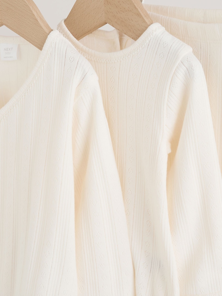 Ecru Pointelle - Bodysuit Leggings And Cardigan Baby Set 3 Piece (0-9mths) - Imaginea 19 din 19