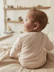 Ecru Pointelle - Bodysuit Leggings And Cardigan Baby Set 3 Piece (0-9mths) - Imaginea 4 din 19