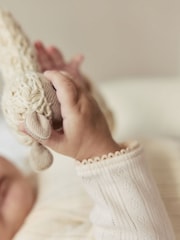 Ecru Pointelle - Bodysuit Leggings And Cardigan Baby Set 3 Piece (0-9mths) - Imaginea 5 din 19