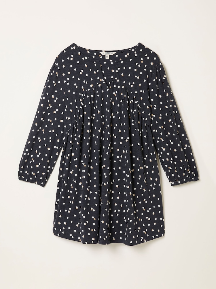 FatFace Enya Black Polka Dot Jersey Tunic - Image 1 of 1 FatFace Enya Black Polka Dot Jersey Tunic - Image 1 of 1