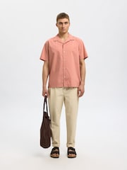 Selected Homme Pink Revere Collar Short Sleeve Shirt - Image 2 of 4