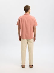 Selected Homme Pink Revere Collar Short Sleeve Shirt - Image 3 of 4