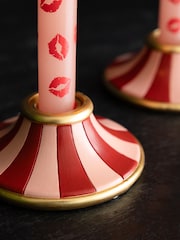 Rockett St George Set of 2 Pink Circus Style Taper Candle Holders - Image 2 of 5