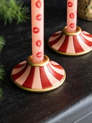 Rockett St George Set of 2 Pink Circus Style Taper Candle Holders - Image 3 of 5