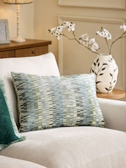 Green 40 x 59cm Cut Velvet Geo Zig Cushion - Image 1 of 4