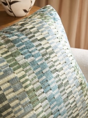 Green 40 x 59cm Cut Velvet Geo Zig Cushion - Image 2 of 4