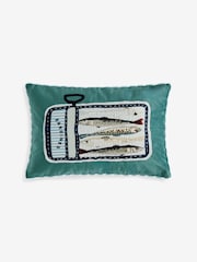 Blue 30 X 40cm Embellished Sardines Cushion - Image 1 of 2