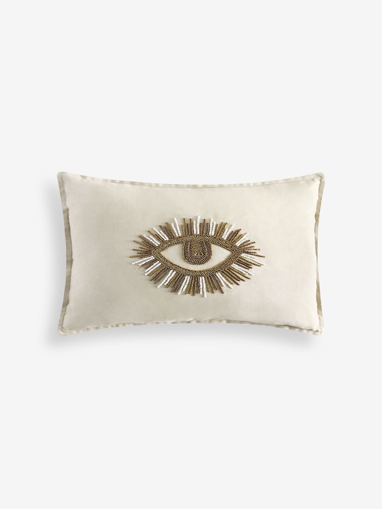 Neutral 30 X 40cm Embellished Chic Eye Cushion - Image 1 of 2 Neutral 30 X 40cm Embellished Chic Eye Cushion - Image 1 of 2