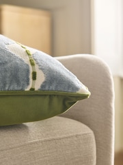 Blue 40 X 59cm Cut Velvet Wiggle Stripe Cushion - Image 2 of 4