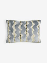 Blue 40 X 59cm Cut Velvet Wiggle Stripe Cushion - Image 3 of 4