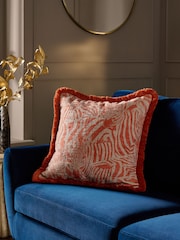 Monochrome 50 X 50cm Printed Zebra Chenille Cushion - Image 1 of 3