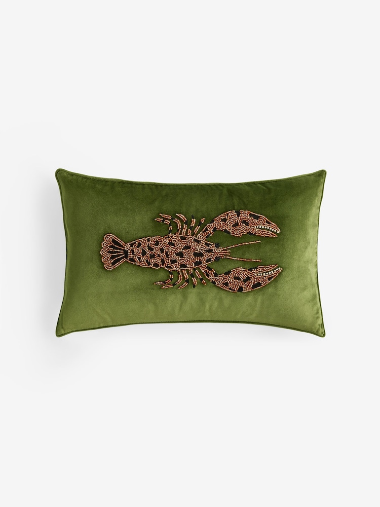 Green 50 X 30cm Embellished Lobster Cushion - Image 2 of 5