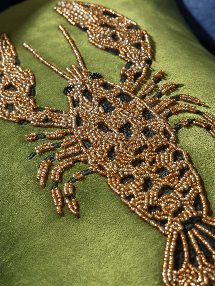 Green 50 X 30cm Embellished Lobster Cushion - Image 5 of 5