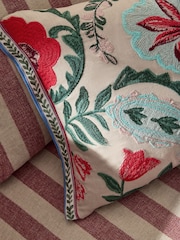 Blue 50 X 30cm Embroidered Leaf Cushion - Image 2 of 2