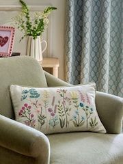 Pink Maisie 50 x 30cm Embroidered Spring Floral Cushion - Image 1 of 4