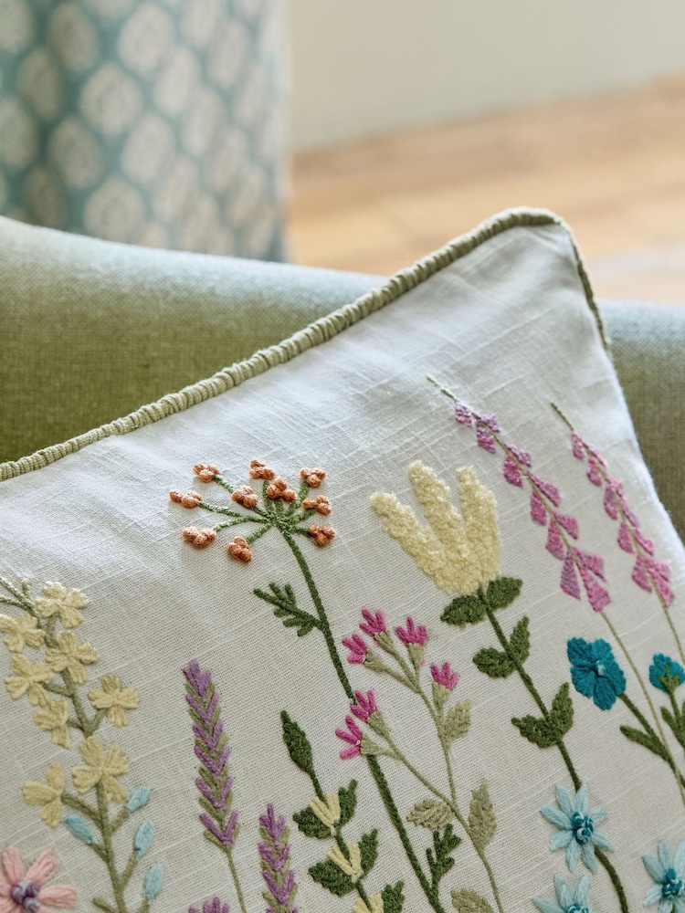 Pink Maisie 50 x 30cm Embroidered Spring Floral Cushion - Image 2 of 4