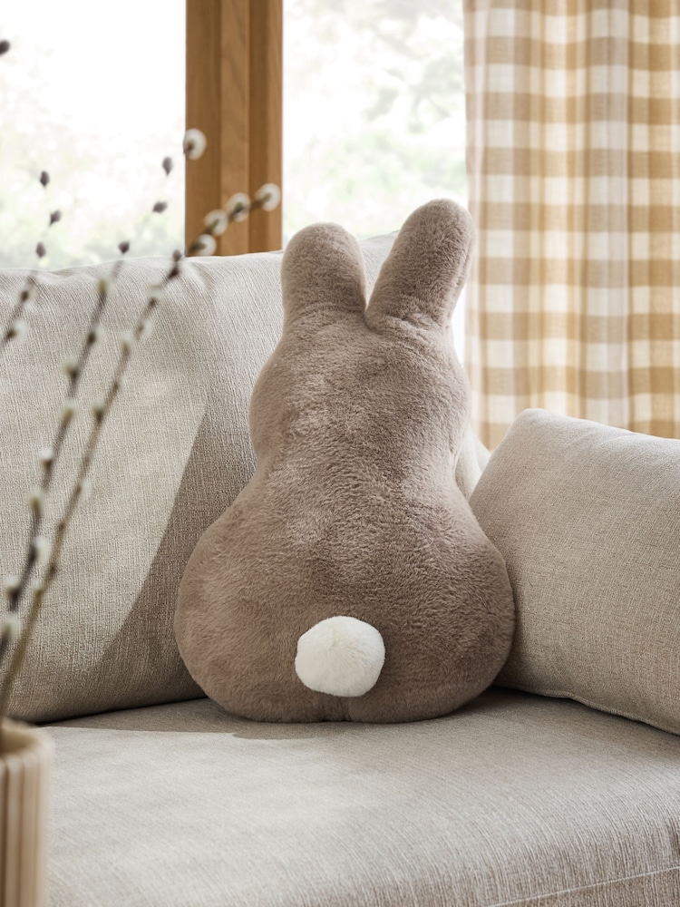 Natural 3D Easter Bunny Faux Fur Cushion - Image 1 of 4