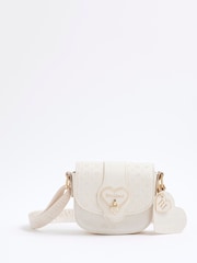 River Island Cream Girls Monogram Heartlock Bag - Image 1 of 5