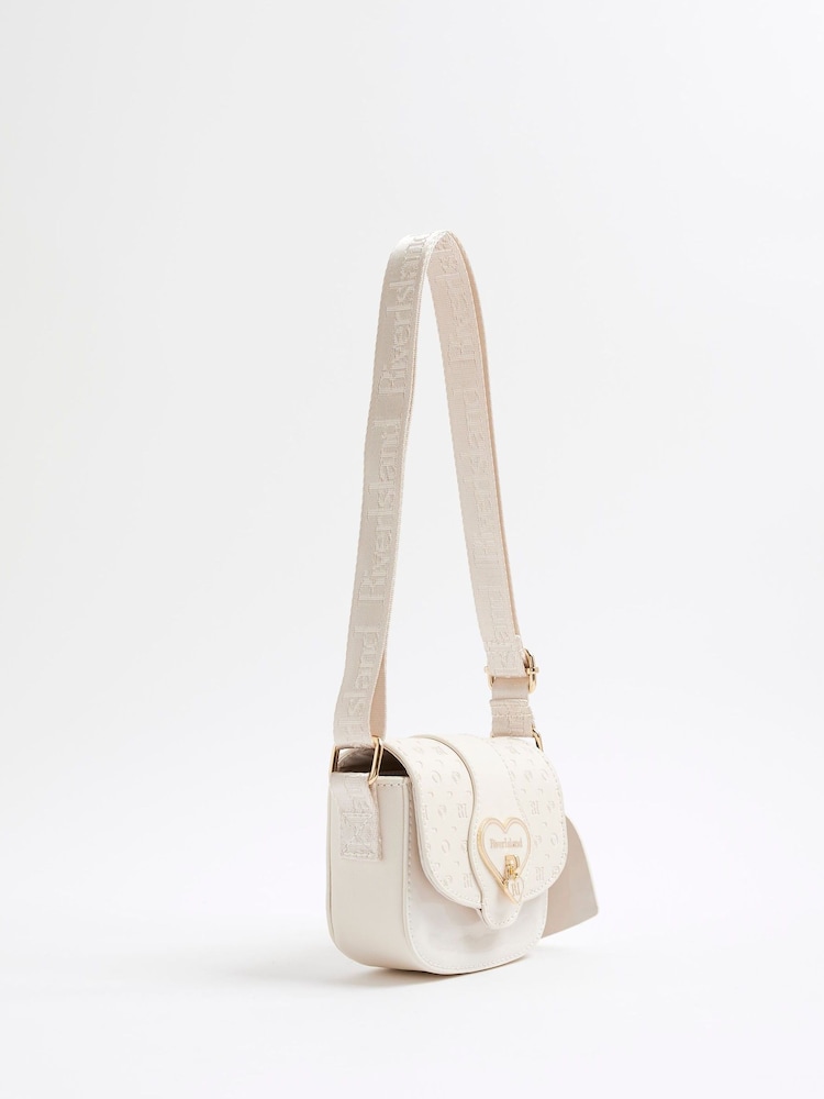 River Island Cream Girls Monogram Heartlock Bag - Image 2 of 5