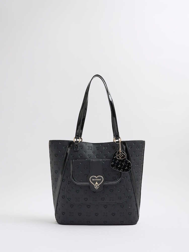 River Island Girls Heart Lock Pocket Shopper Bag - Imagen 1 de 5