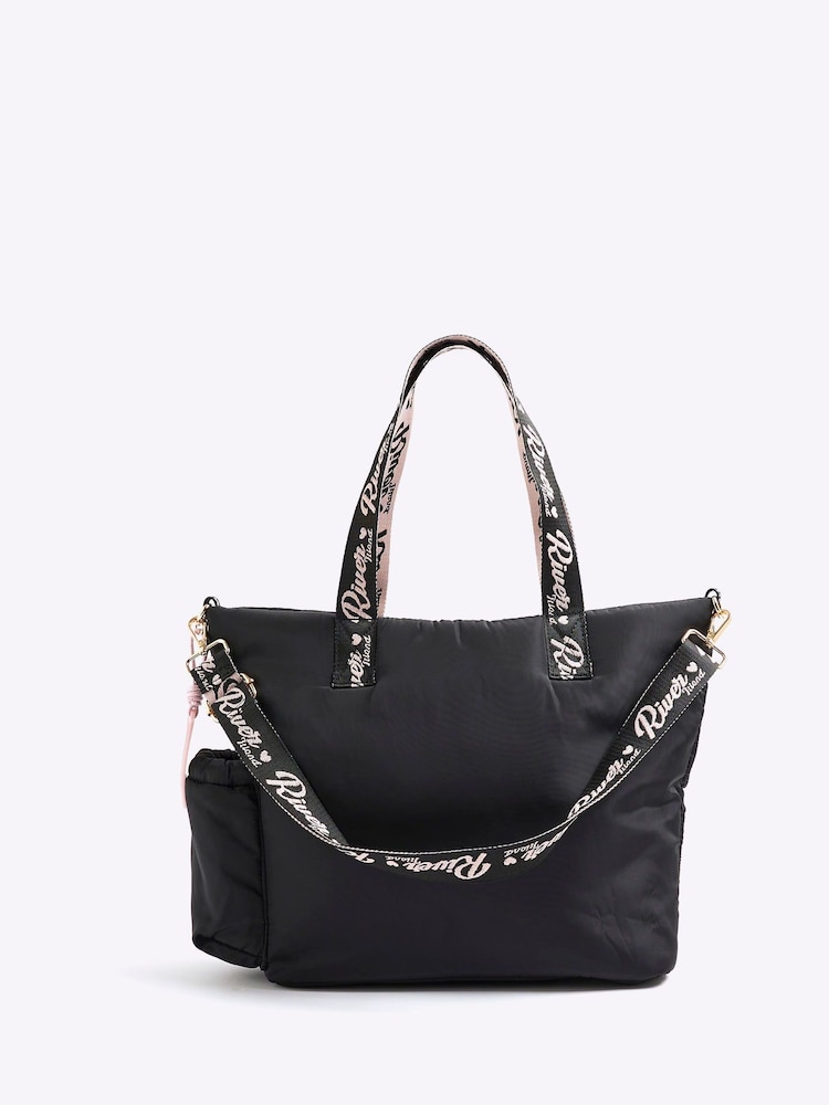 River Island Black Girls Nylon Script Shopper Bag - Image 2 of 3