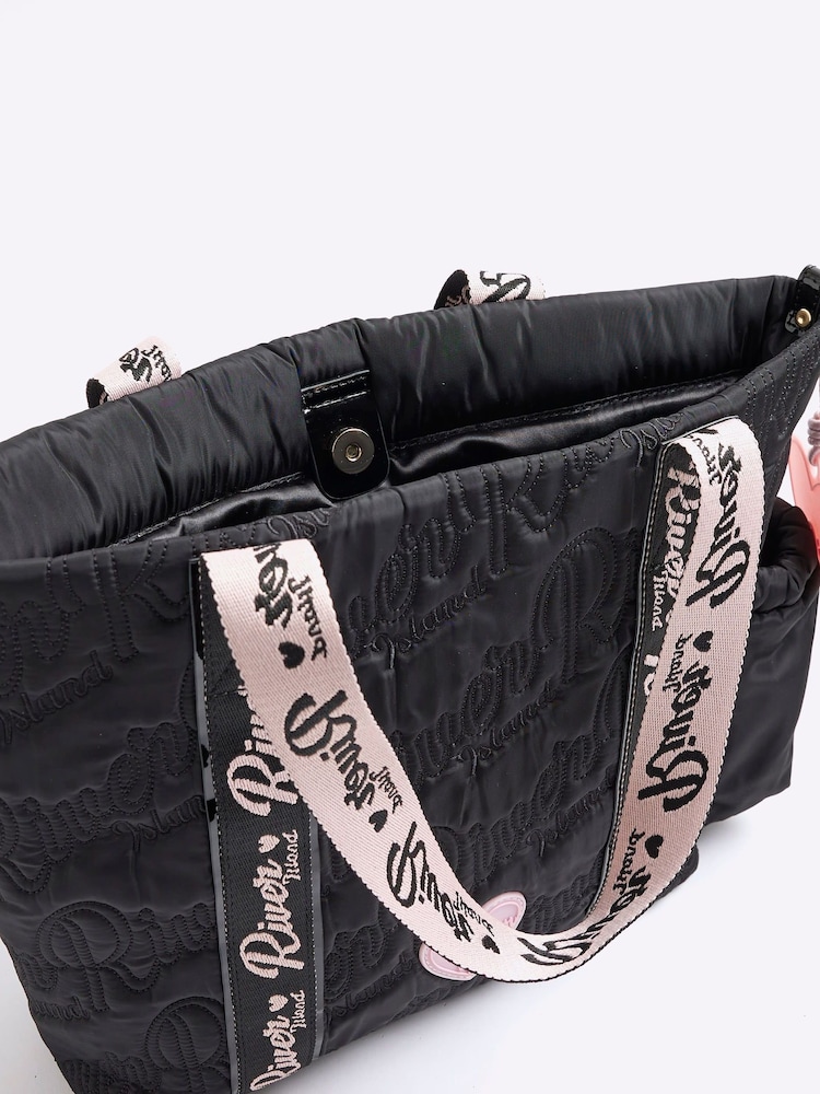 River Island Black Girls Nylon Script Shopper Bag - Image 3 of 3