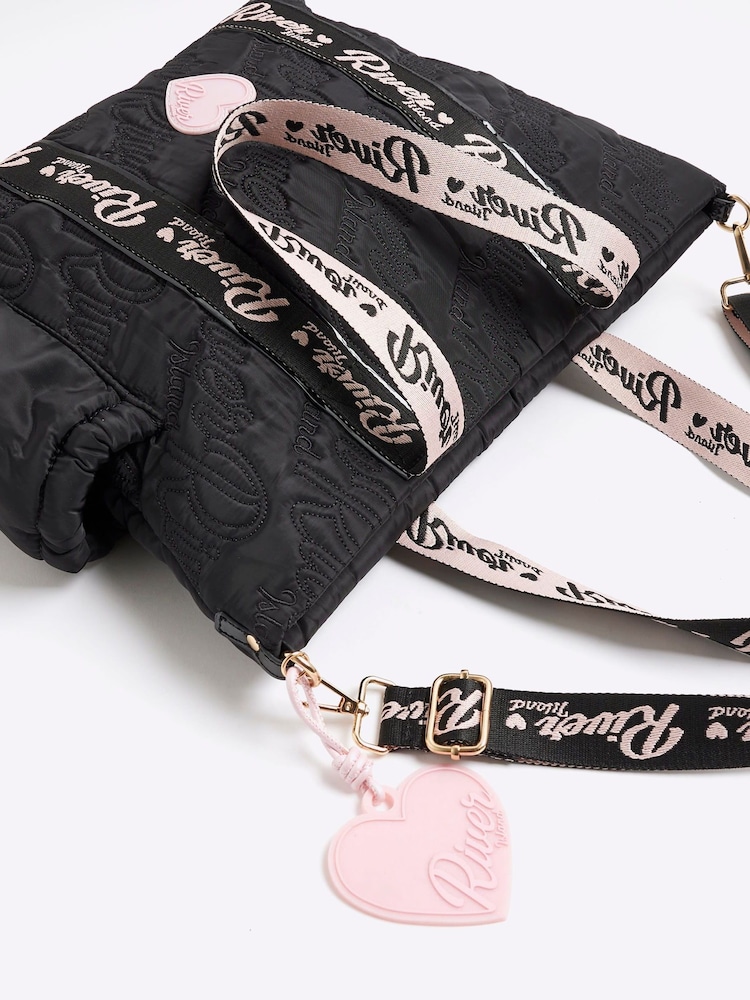 River Island Black Girls Nylon Script Shopper Bag - Image 6 of 6 River Island Black Girls Nylon Script Shopper Bag - Image 6 of 6