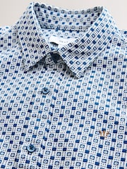 Blue Geo Print Jacquard Trident Oxford Short Sleeve Shirt - Image 6 of 7