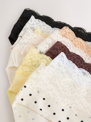 Lemon Yellow High Leg Cotton and Lace Knickers 10 Pack - Image 16 of 17