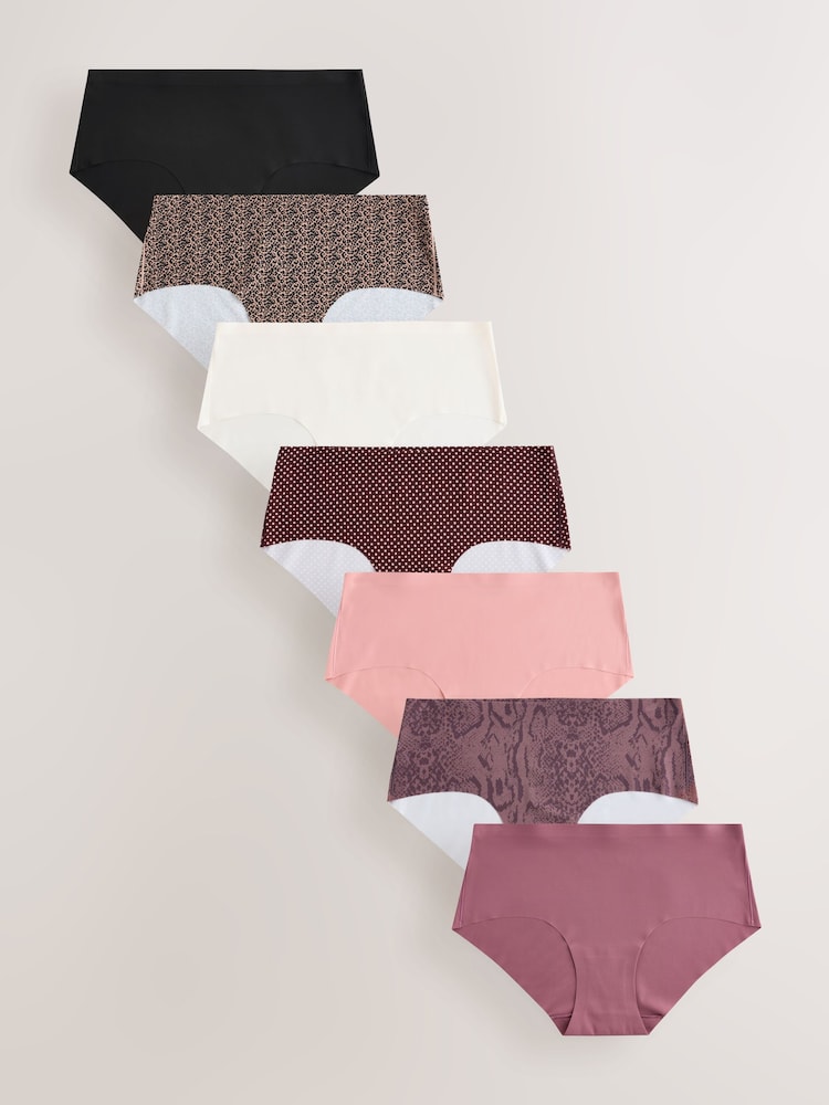 أسود/شكل حيواني - حزمة من 7 قطع سروال داخلي مريح بدون حواف مرئية - صورة 1 من 10
