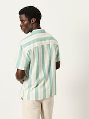 FatFace Light Teal Short Sleeve Relaxed Fit Cove Wide Stripe Shirt - Image 2 of 6