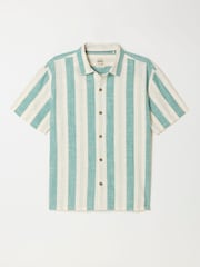 FatFace Light Teal Short Sleeve Relaxed Fit Cove Wide Stripe Shirt - Image 6 of 6
