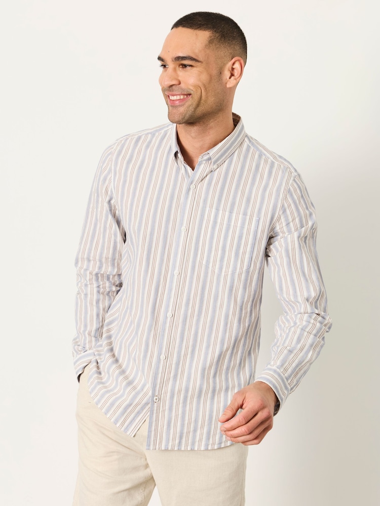 FatFace Natural Long sleeve Hamble Stripe Shirt - Image 2 of 6