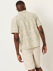 FatFace Green Haze Short Sleeve Relaxed Fit Deco Palm Print Shirt - Image 2 of 6