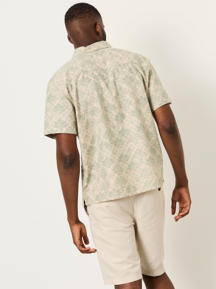 FatFace Green Haze Short Sleeve Relaxed Fit Deco Palm Print Shirt - Image 2 of 6 FatFace Green Haze Short Sleeve Relaxed Fit Deco Palm Print Shirt - Image 2 of 6