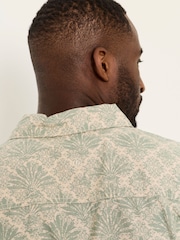 FatFace Green Haze Short Sleeve Relaxed Fit Deco Palm Print Shirt - Image 5 of 6