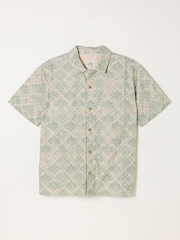 FatFace Green Haze Short Sleeve Relaxed Fit Deco Palm Print Shirt - Image 6 of 6