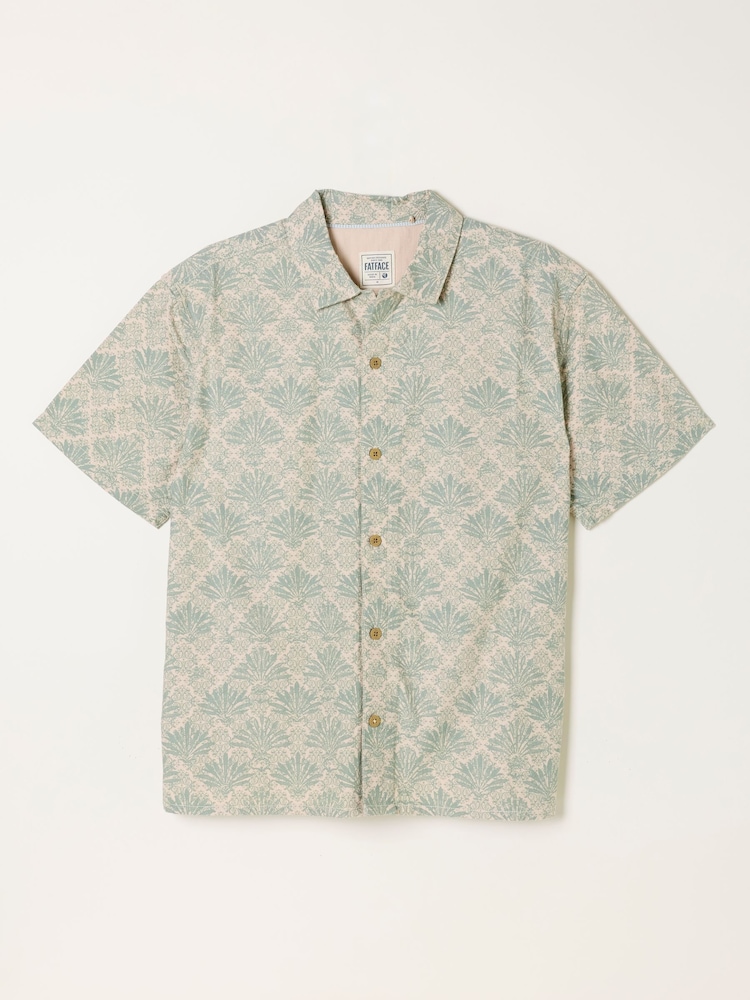 FatFace Green Haze Short Sleeve Relaxed Fit Deco Palm Print Shirt - Image 6 of 6 FatFace Green Haze Short Sleeve Relaxed Fit Deco Palm Print Shirt - Image 6 of 6